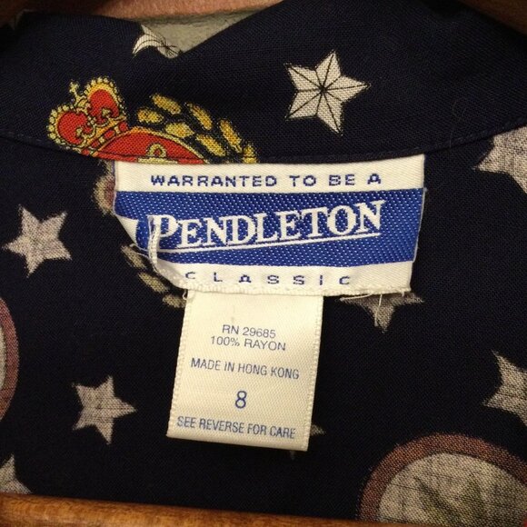 Vintage Pendleton button front shirt blouse Women's size 8 nautical print - Picture 2 of 5